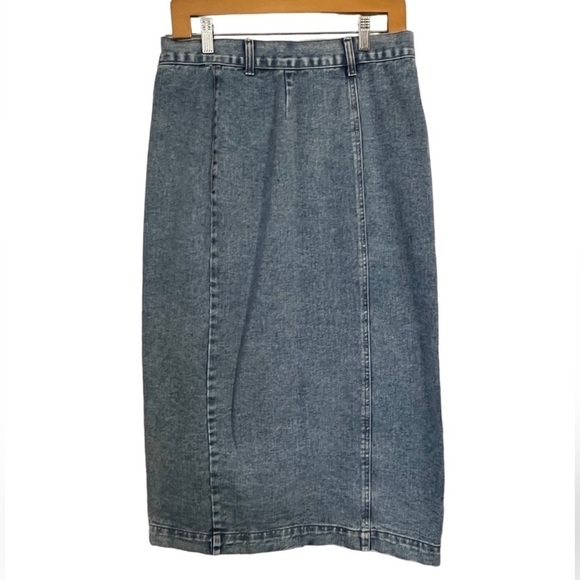 Long Denim Button Up Skirt Size Large - Picture 2 of 8
